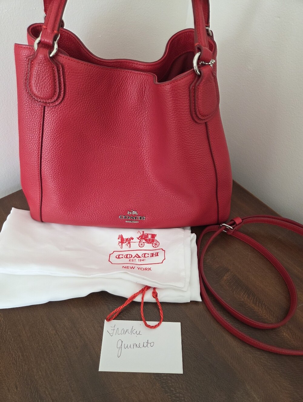 Coach Pebbled Red Leather Tote GUC